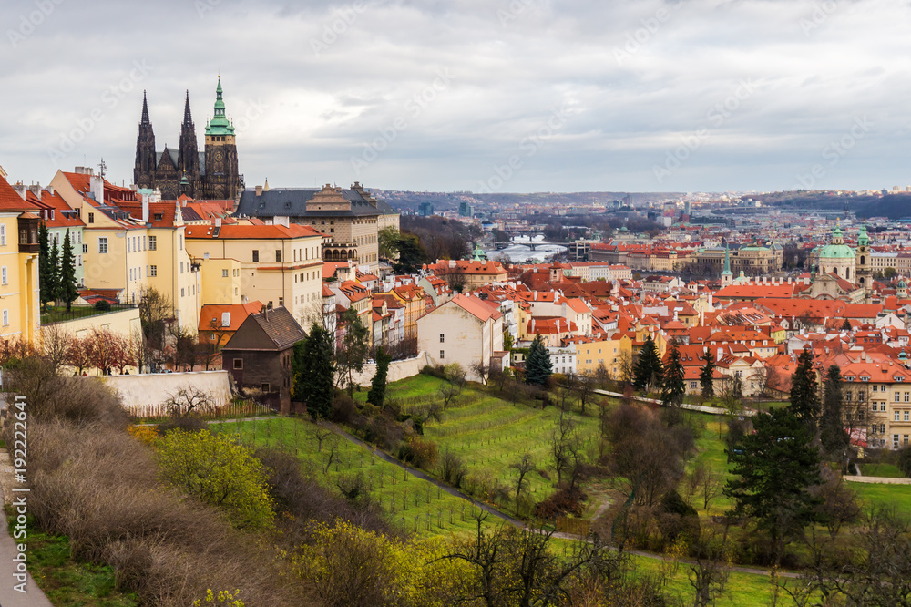 View of Prague and Prague castle from Petrin hill