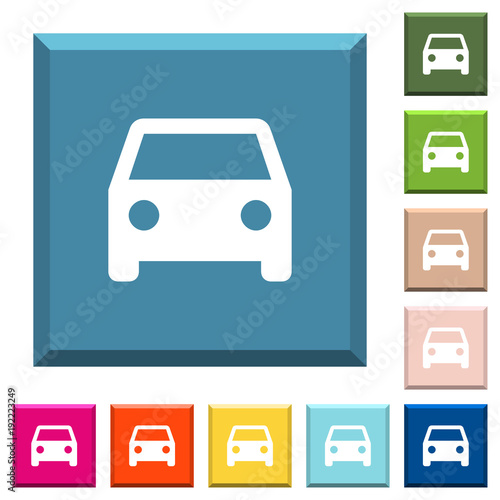 Single car white icons on edged square buttons
