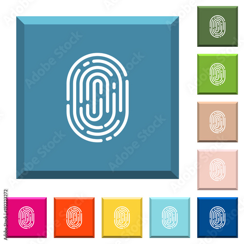 Fingerprint white icons on edged square buttons
