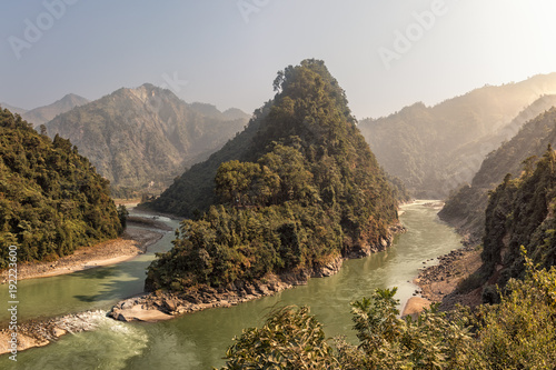 Estuary of River Seti Gandaki into Trishuli, Nepal photo