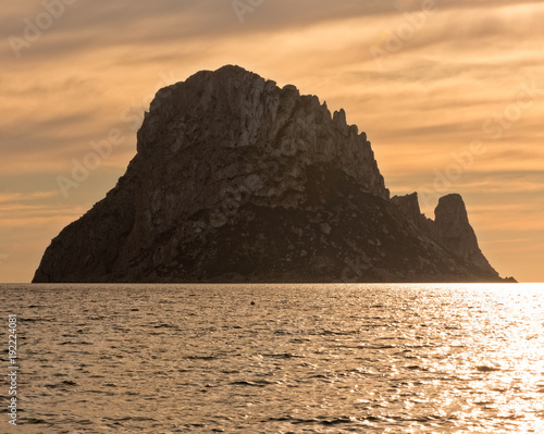 Sunset in Ibiza next to the island of Es vedra