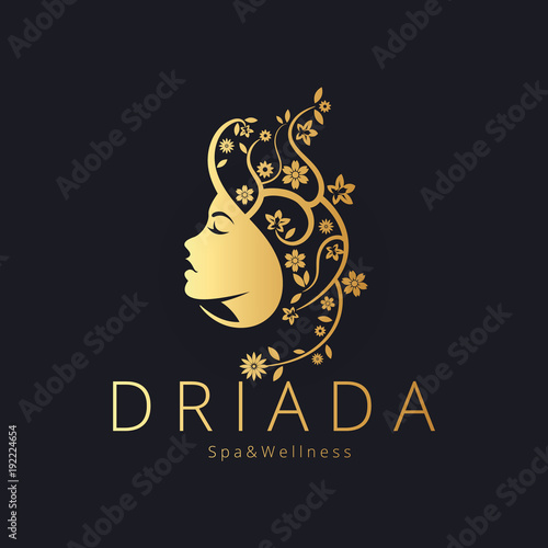 Driada logo. An elegant logo for beauty, fashion and hairstyle related business.