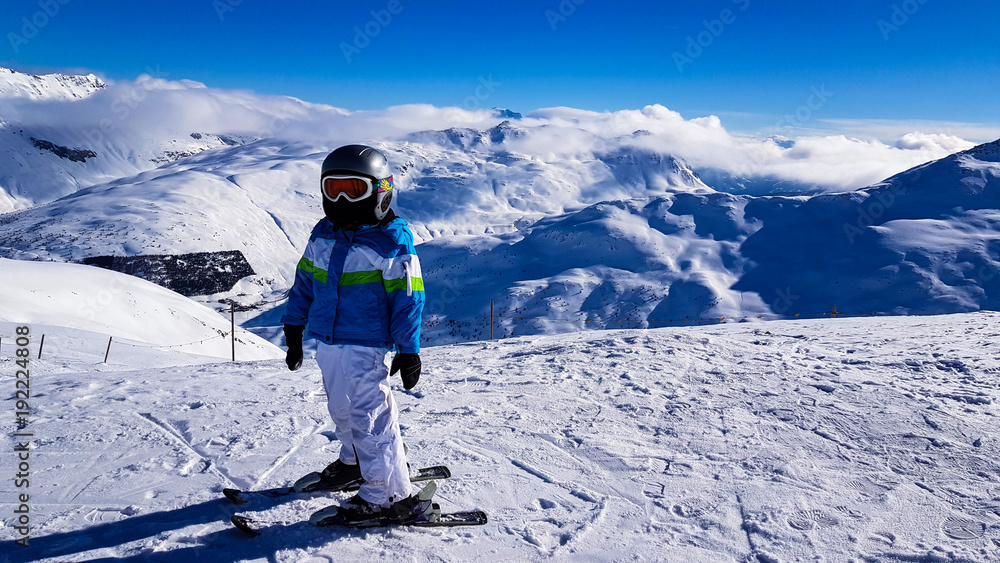Winter holiday in the Alps mountains under blue sky Winter holiday in the Alps mountains under blue sky