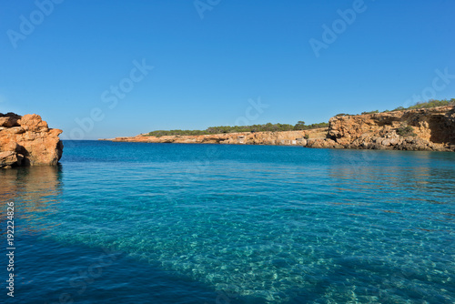 The coast on a blue day in Ibiza