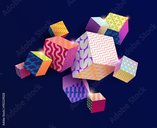 3D colorful decorative cubes