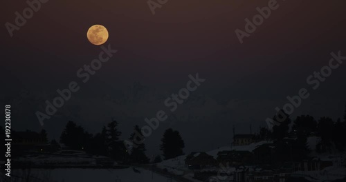 Full moon over Gulmarg, wide