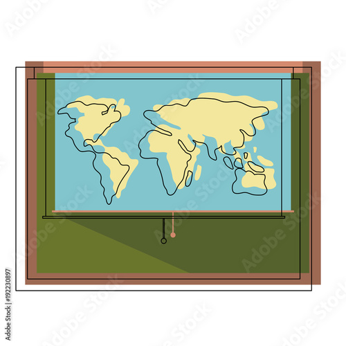 world map roller in chalkboard vector illustration design