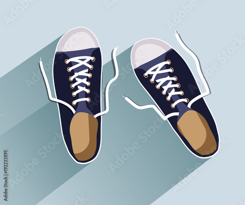 Sneakers. Sneakers in flat style. Sneakers top view. Fashion sneakers. Fashion sneakers black. Vector illustration Eps10 file
