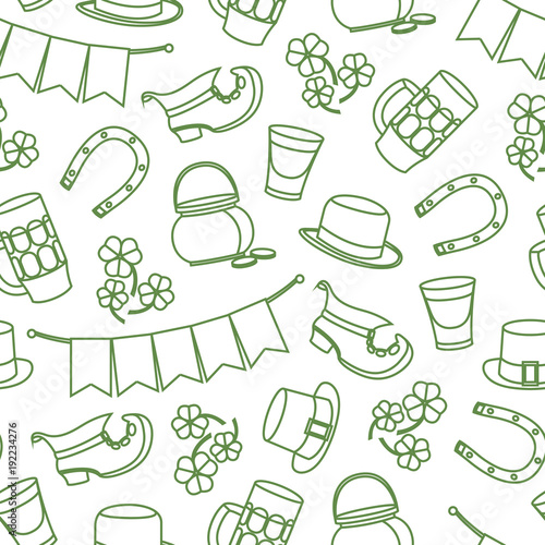 St. Patricks Day vector design of elements seamless pattern