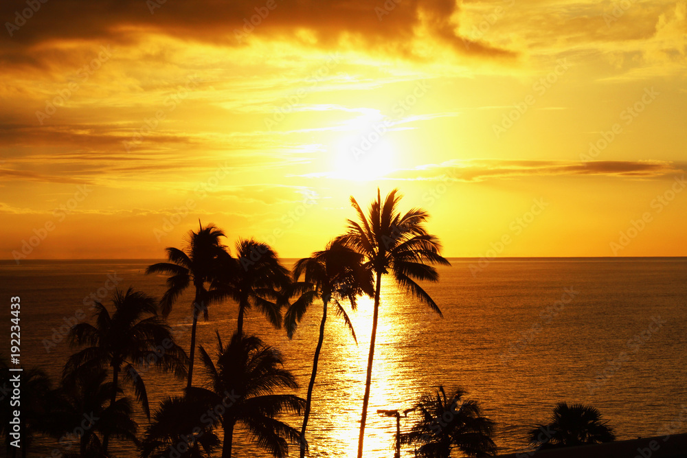 Beautiful sunset in Reunion Island