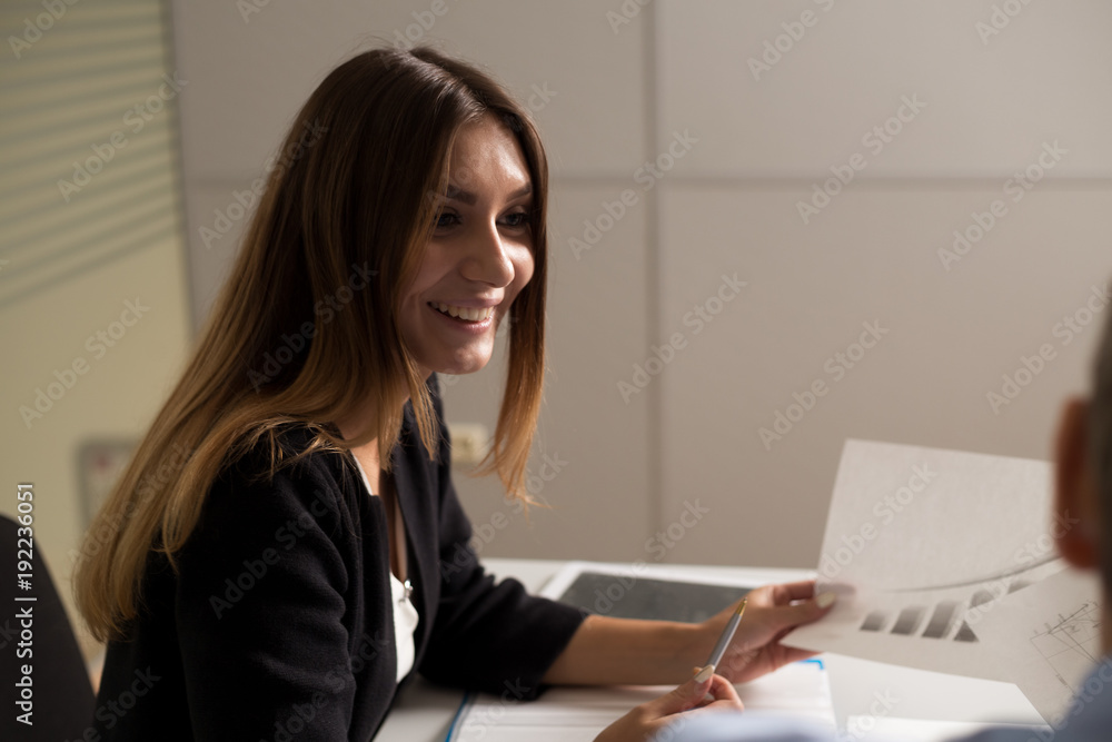 a man and a woman work in an office and talking a man and a woman work in an office and talking