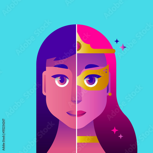 Super woman hero costume concept illustration