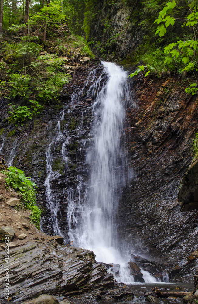 Fototapeta premium small, beautiful waterfall in the Carpathians