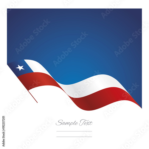 Chile abstract wave flag ribbon vector background