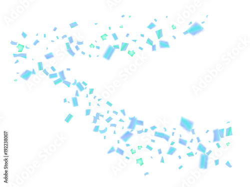 Sparkling Winter Vector Blue Tinsel Confetti. Birthday, Christmas, New Year Party Celebration Firework Decor. Falling Down Fairy Festival Blue Foil Tinsel Vector Confetti. Modern Gift Voucher Border