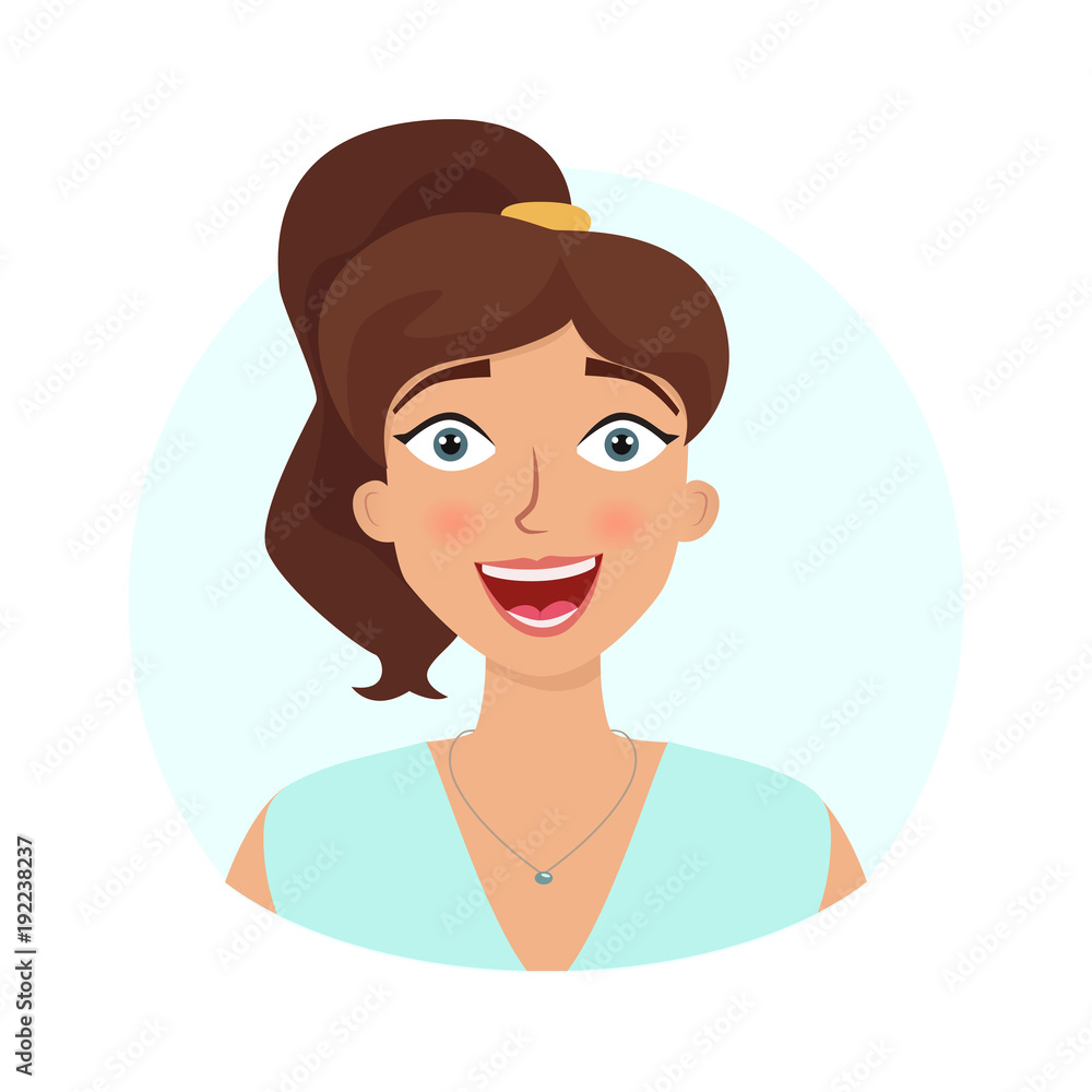 Excited face expression. Vector flat illustration. Excited face expression. Vector flat illustration.