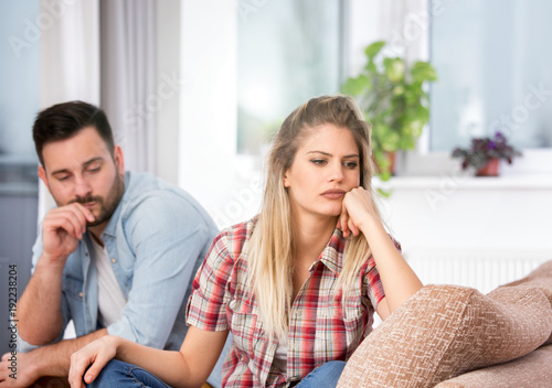 Foto Man and woman having problems in relationship