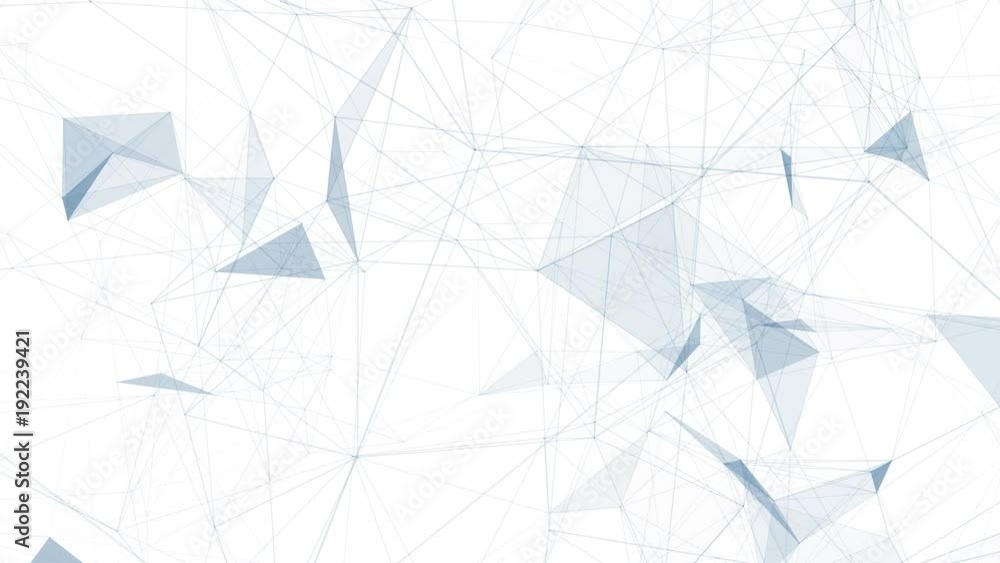 Beautiful silver blue colored network lines and triangles motion on white background.