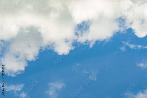 The light blue sky with white clouds for background or texture. Copy space