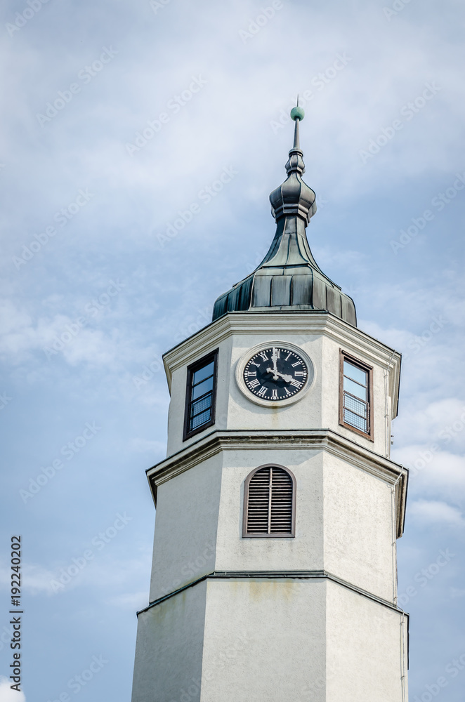Belgrade, Serbia - July 29, 2014: Sahat Clock Tower of Belgrade Fortress Kalemegdan - Serbia 


