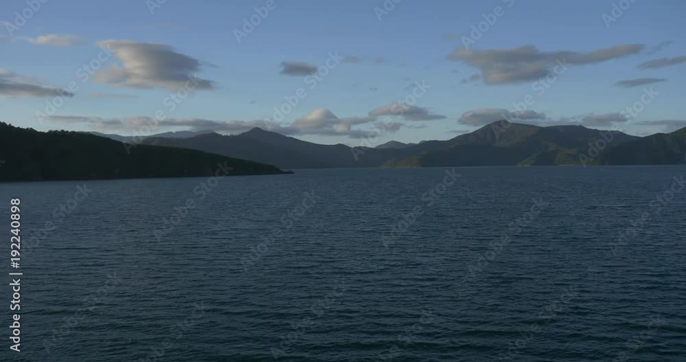 New Zealand South Island to North Island Ferry Boat Views Sunset New Zealand South Island to North Island Ferry Boat Views Sunset