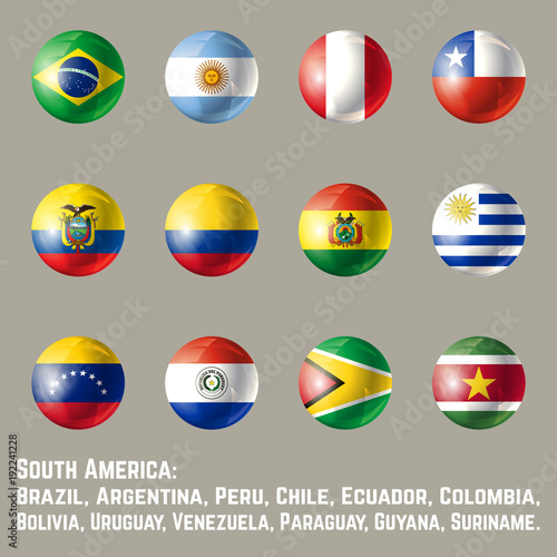 South America round flags