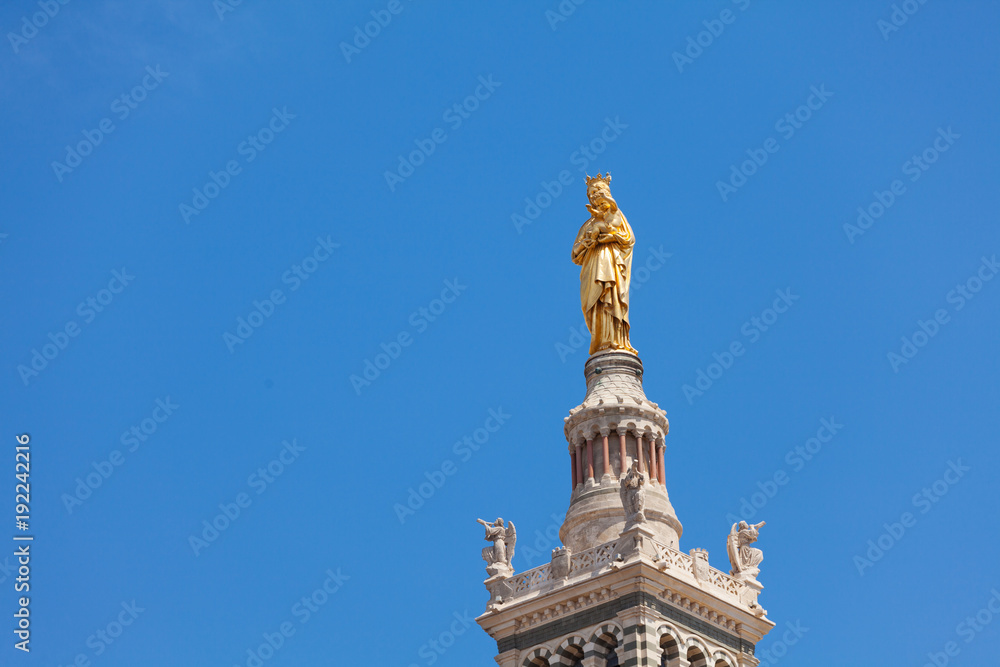 Gilded statue of Virgin with child in Marseille