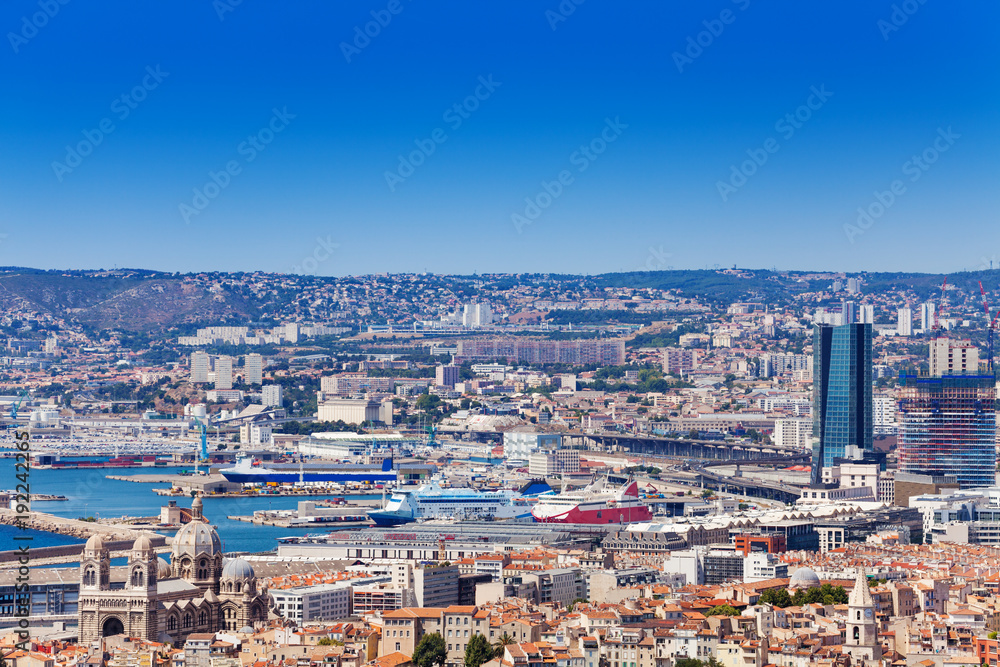 Beautiful cityscape and coastline of Marseille