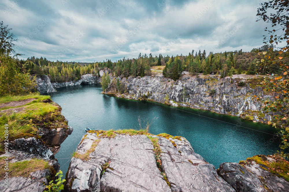 Marble quarry in Ruskeala Mountain Park, Karelia.