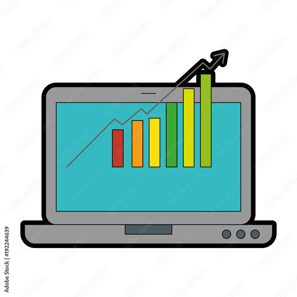laptop computer with statistics bars vector illustration design laptop computer with statistics bars vector illustration design