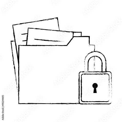 folder document with padlock vector illustration design