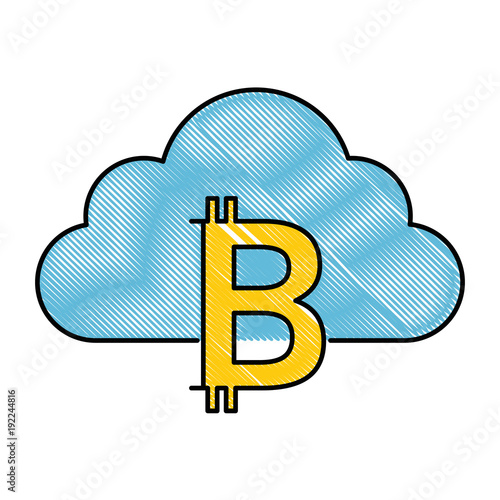 cloud computing with bitcoins vector illustration design