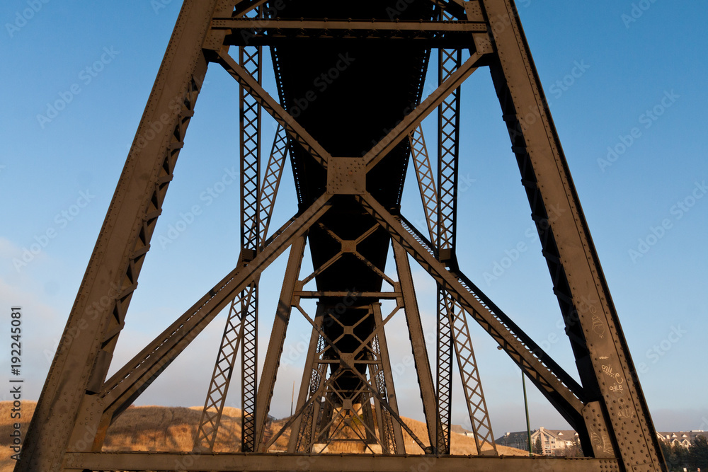 Fototapeta premium Steel train bridge supports