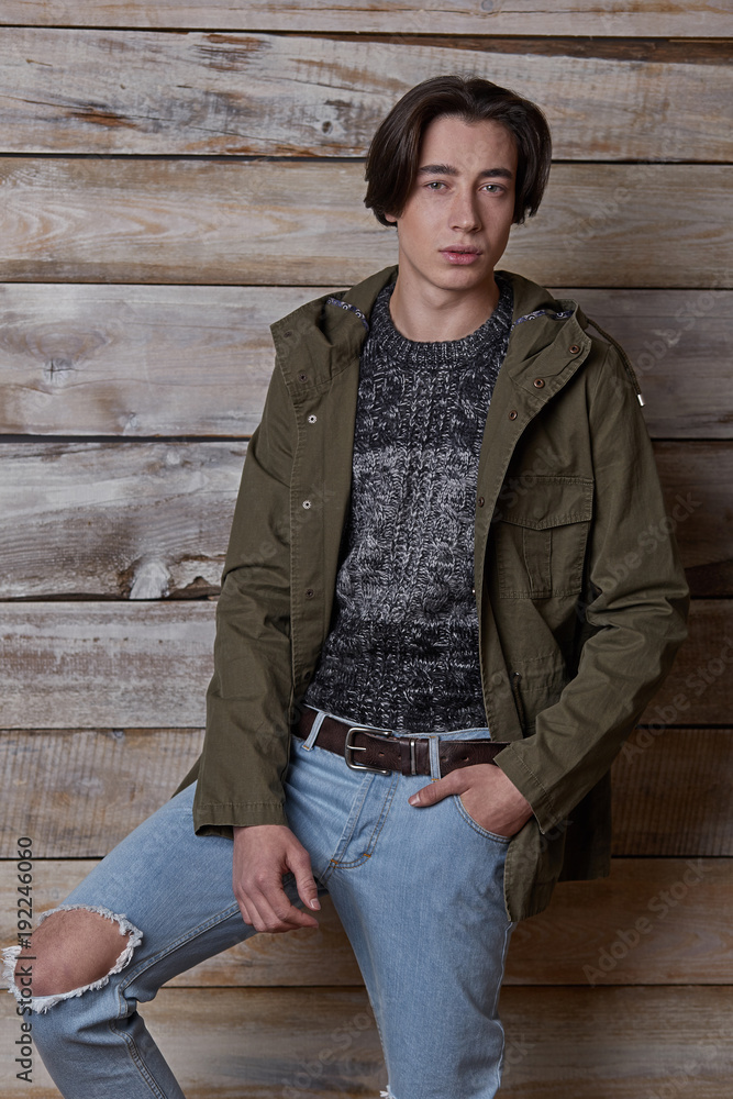 Man posing in stylish casual clothes
