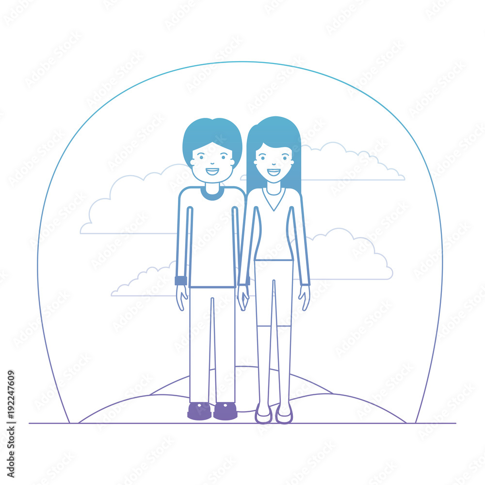 elegant couple in the field avatars characters vector illustration design elegant couple in the field avatars characters vector illustration design