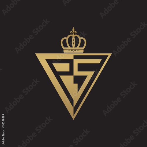 initial two letter half logo triangle gold