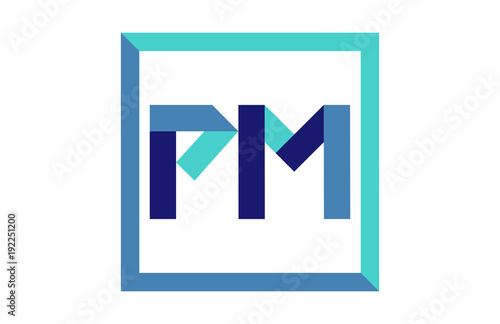 PM Square Ribbon Letter Logo
