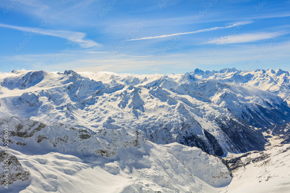 The Alps, view from the top of Mt. Titlis in Switzerland in the very beginning of spring