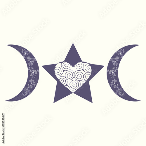 Modern variant of the Spiral triple goddess symbol. Vector illustration.