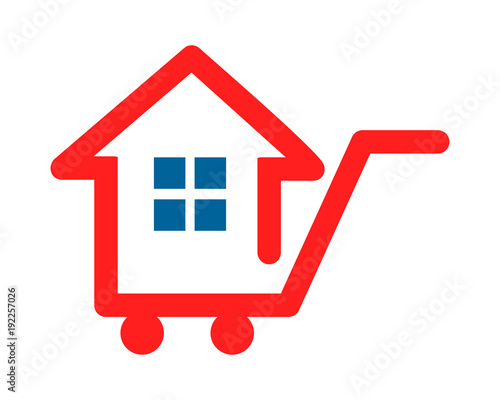 house trolley cart carry carriage image vector icon logo