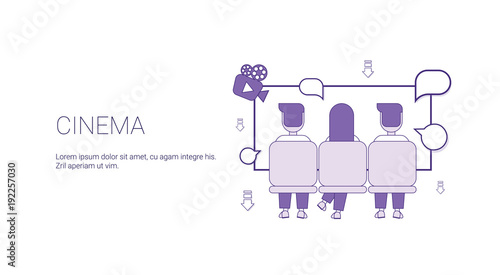 Cinema Web Banner With Copy Space Leisure Time Concept Vector Illustration