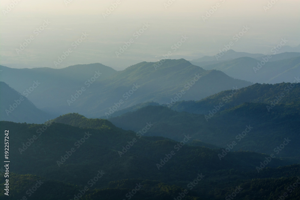 Nature landscape mountain forest, Morning spring countryside in Phu tub berk, Thailand
