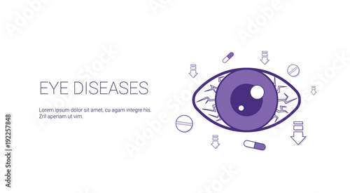 Eye Diseases Web Banner With Copy Space Health Care Concept Vector Illustration