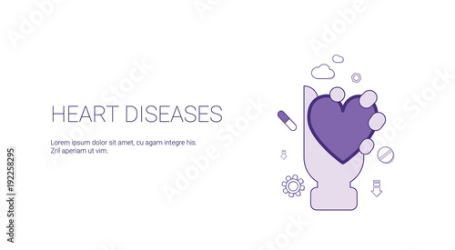 Heart Diseases Web Banner With Copy Space Cardiology Medicine Concept Vector Illustration