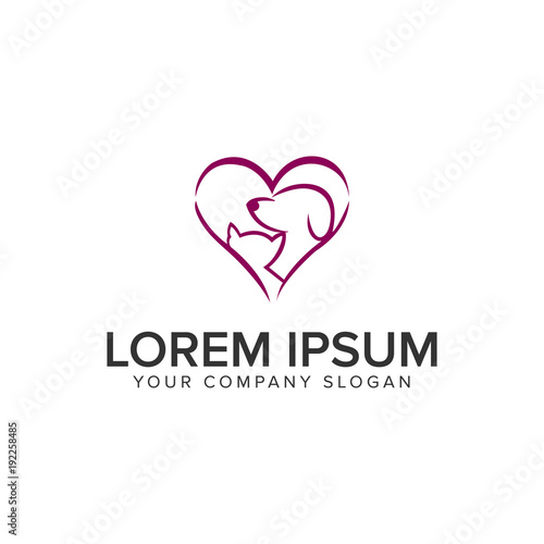 love cat dog logo design concept template