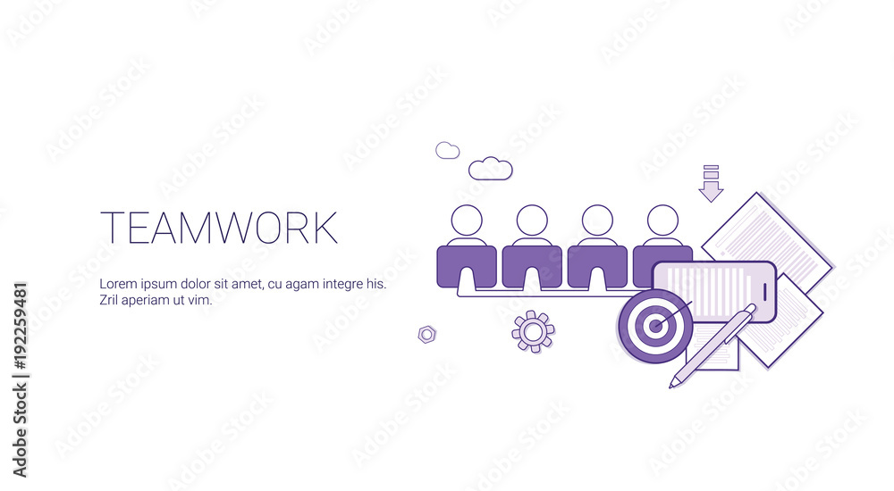 Teamwork Web Banner With Copy Space Business team Cooperation Concept Vector Illustration