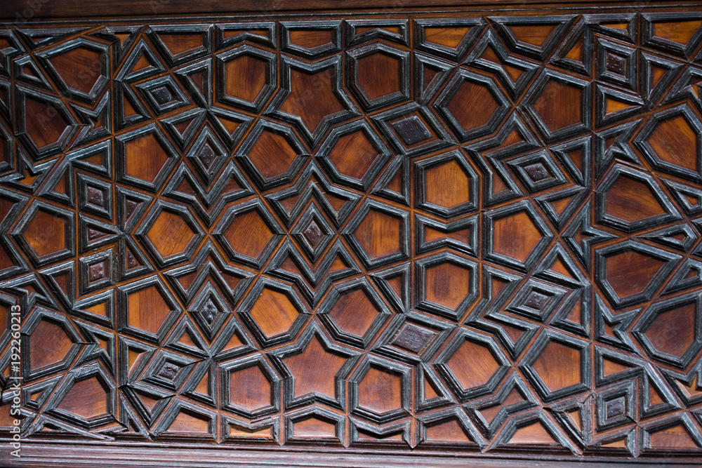 Ottoman Turkish art with geometric patterns on wood Ottoman Turkish art with geometric patterns on wood