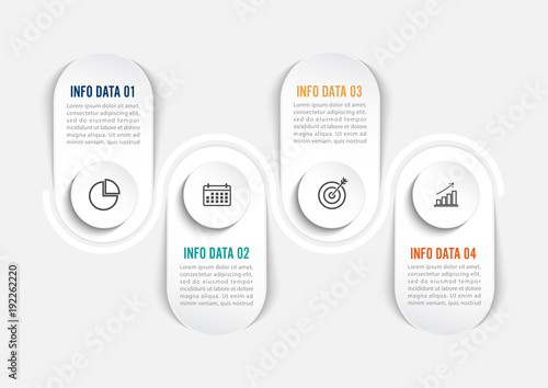 Four steps infographics. Template for brochure, business, web design.