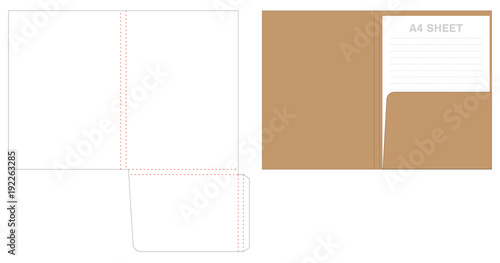 folder die cut mock up template vector
