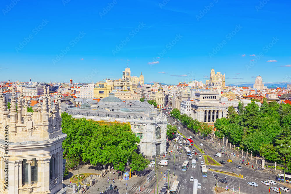 Panoramic view from above on the capital of Spain- the city of M